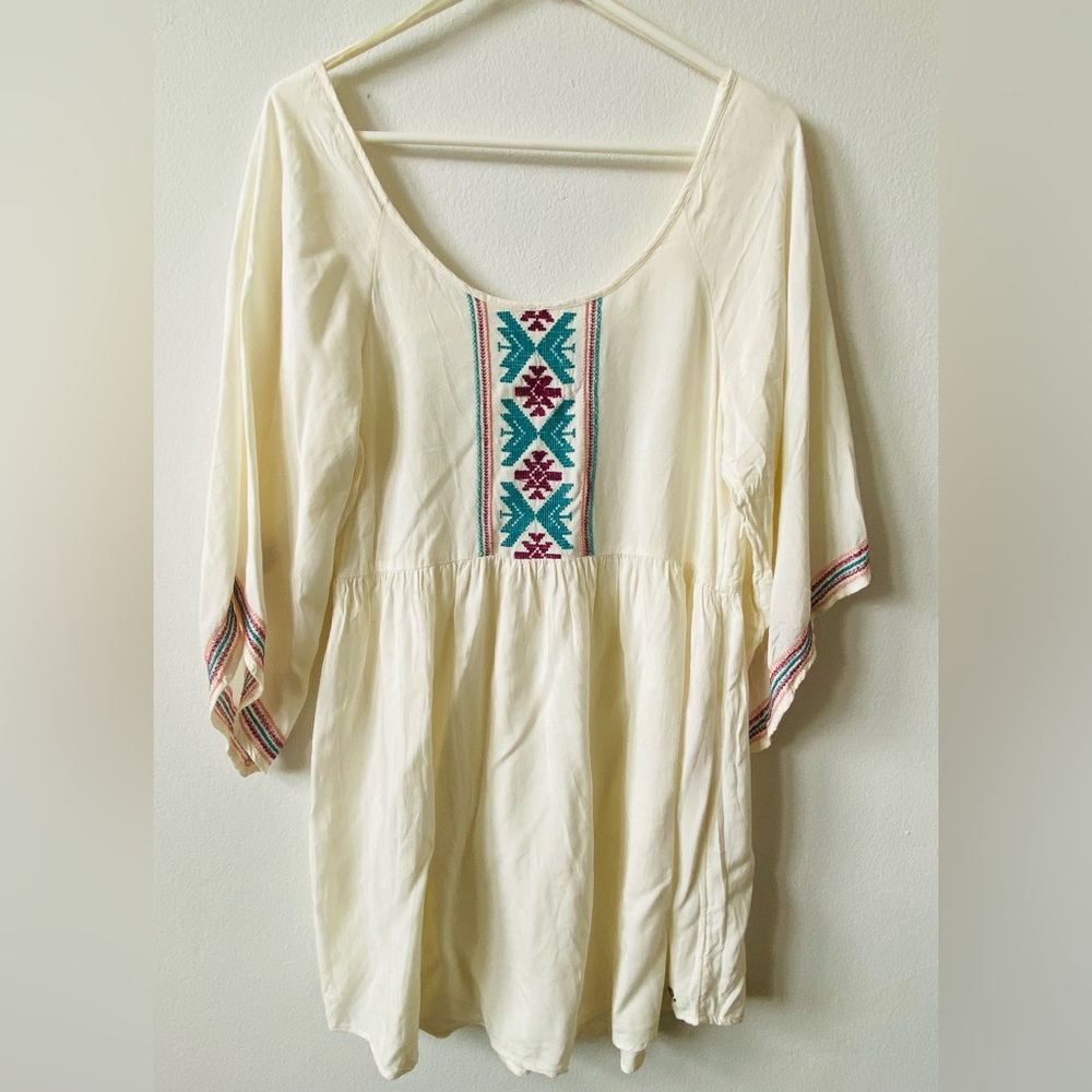 Roxy brand embroidered mini dress or beach cover-up M
